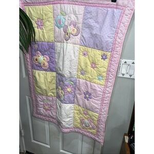 Kids Rose Quilt Wall Hang Decor Blanket Flower Rainbow Fairy Butterfly 28x 40